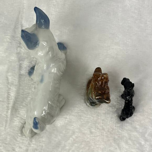 Lot 3 Vintage Japan Dog Figurines Porcelain Terrier Scottie Mixed Glaze Styles - Picture 5 of 14